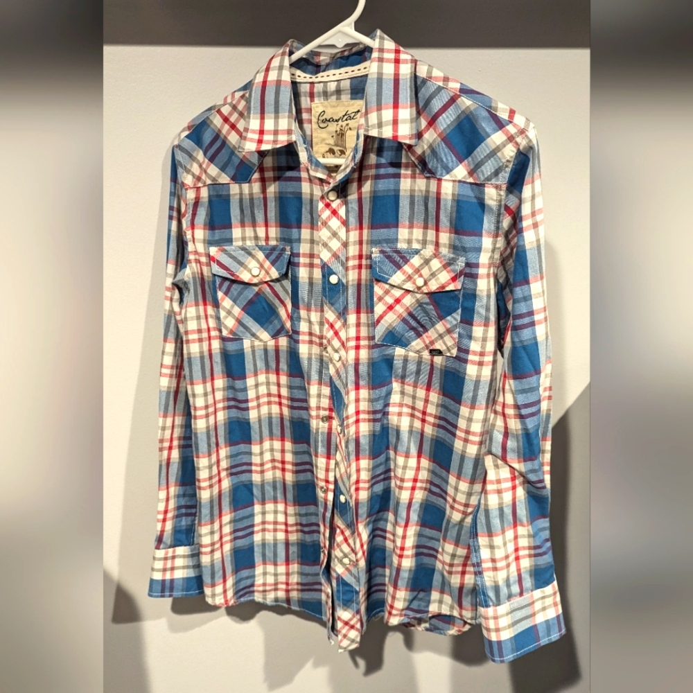 Men's Small Coastal Western Pearl Snap Button Up